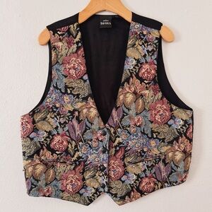 90s VINTAGE FLORAL BEADED TAPESTRY VEST